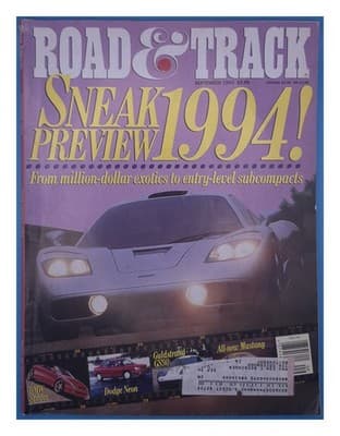 Road & Track September 1993 Sneak Preview 1994 Mustang BMW Spider Magazine - Image 1