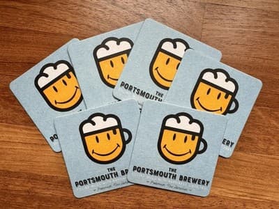 Set Of 6 Portsmouth Brewery Beer Smiling Pint Pub Coasters New Hampshire RARE! - Image 1