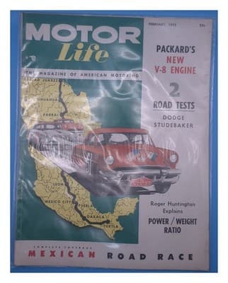 Motor Life February 1955 Packard V8 Mexican Road Race Magazine - Image 1