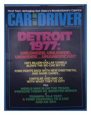 Car and Driver October 1976 Chevy Caprice Porsche Turbo Magazine - Image 1
