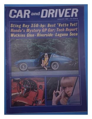 Car and Driver January 1965 Corvette Sting Ray Honda GP Magazine - Image 1