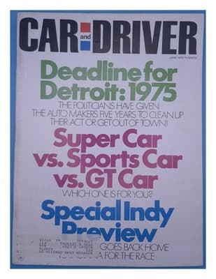 Car and Driver June 1970 Deadline Detroit 1975 Super Sports GT Magazine - Image 1