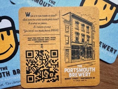 Set Of 6 Portsmouth Brewery Beer Smiling Pint Pub Coasters New Hampshire RARE! - Thumbnail 3