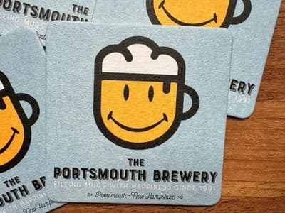 Set Of 6 Portsmouth Brewery Beer Smiling Pint Pub Coasters New Hampshire RARE! - Thumbnail 2