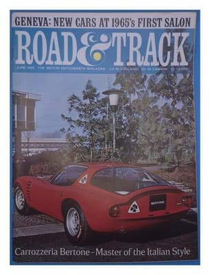Road & Track June 1965 Bertone Canguro Geneva Salon Magazine - Image 1