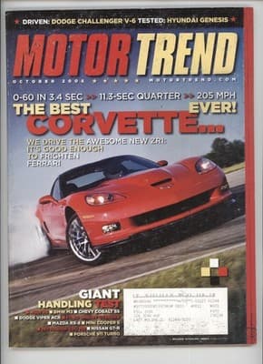 Motor Trend October 2008 Corvette ZR1 Supercar Magazine - Image 1