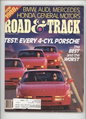 Road & Track November 1987 Porsche 4-Cylinder Test Magazine - Image 1