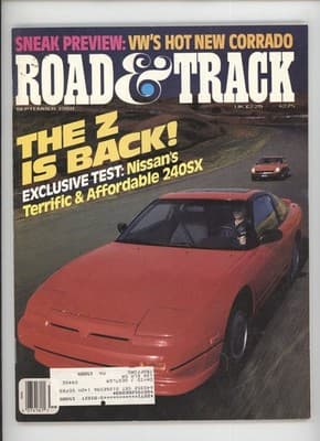 Road & Track September 1988 Nissan 240SX Z Car Magazine - Image 1