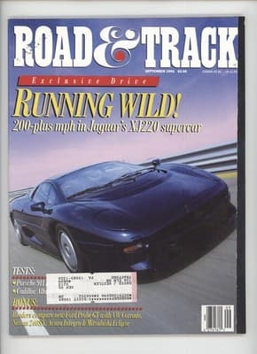Road & Track September 1992 Jaguar XJ220 Supercar Magazine - Image 1