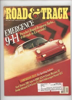 Road & Track July 1993 Porsche Turbo Sporting Sedans Magazine - Image 1