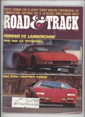 Road & Track June 1985 Ferrari Testarossa Lamborghini Countach Magazine - Image 1
