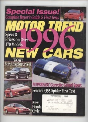 Motor Trend October 1995 New Cars Buyer's Guide Magazine - Image 1