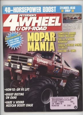 Petersen's 4-Wheel & Off-Road April 1989 Mopar Mania Magazine - Image 1