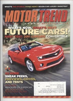 Motor Trend March 2011 Camaro Convertible Car Magazine - Image 1