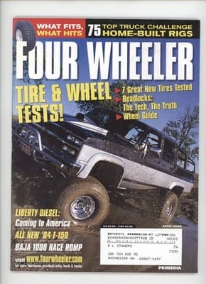 Four Wheeler April 2003 Tire Wheel Tests Top Truck Challenge Magazine - Image 1