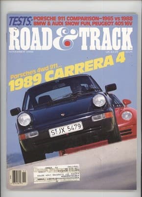 Road & Track November 1988 Porsche 911 Carrera 4 Car Magazine - Image 1