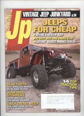 JP Magazine October 2008 Vintage Jeep Junkyard Magazine - Image 1