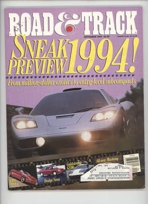 Road & Track September 1993 Sneak Preview 1994 Cars Magazine - Image 1