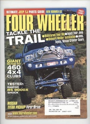 Four Wheeler September 2003 Ultimate Jeep TJ Parts Guide Magazine - Image 1