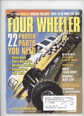 Four Wheeler May 2003 Nissan Fullsize Rollover Parts Magazine - Image 1