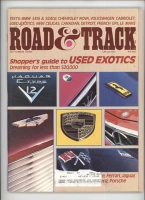 Road & Track October 1985 Used Exotics Under $20K Magazine - Image 1