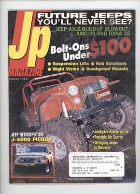 Jp Magazine January 2001 Future Jeeps Axle Buildup Jeep Magazine - Image 1