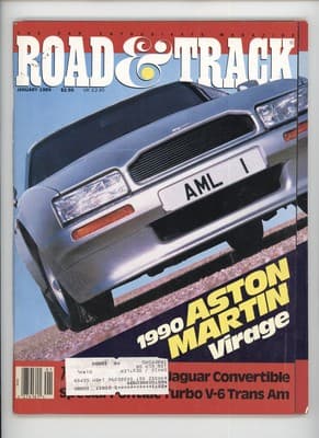 Road & Track January 1989 Aston Martin Virage Jaguar Magazine - Image 1