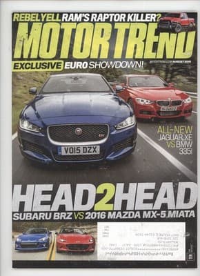 MotorTrend August 2015 Jaguar XE vs BMW 335i Car Magazine - Image 1