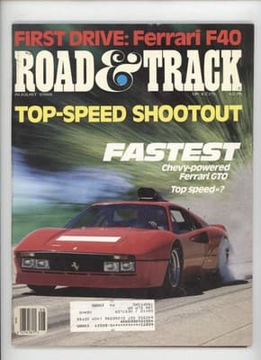 Road & Track August 1988 Ferrari F40 Top Speed Magazine - Image 1