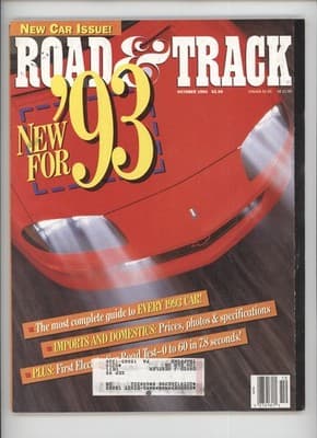 Road & Track October 1992 New Car Issue Magazine - Image 1
