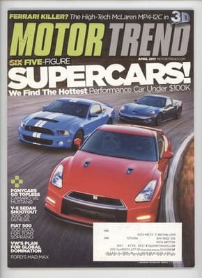 Motor Trend April 2011 Nissan GT-R Supercars Magazine - Image 1