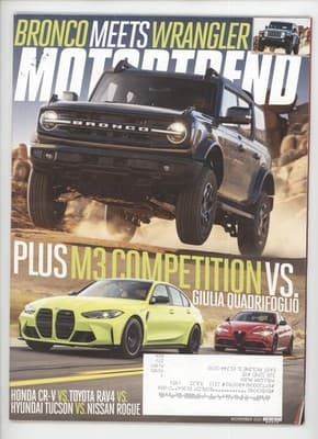 Motor Trend November 2021 Bronco vs Wrangler Magazine - Image 1
