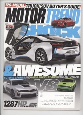 Motor Trend October 2014 Tesla Model S BMW i8 Muscle Car Magazine - Image 1