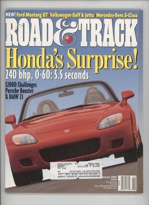 Road & Track January 1999 Honda 240hp Sports Car Magazine - Image 1