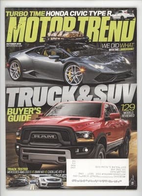 Motor Trend October 2015 Turbo Time Truck SUV Buyer's Guide Magazine - Image 1