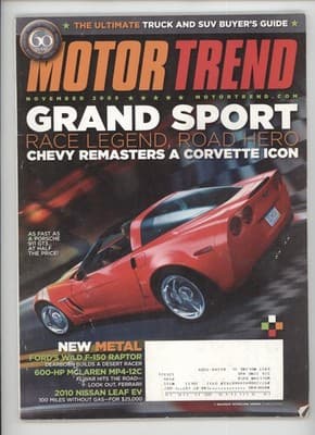 Motor Trend November 2009 Corvette Grand Sport Truck SUV Magazine - Image 1