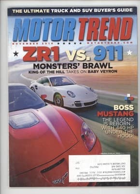 Motor Trend November 2010 ZR1 vs 911 Boss Mustang Magazine - Image 1