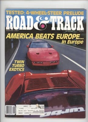 Road & Track August 1987 America Beats Europe Honda Prelude Magazine - Image 1