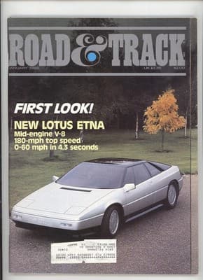Road & Track January 1985 Lotus Etna V-8 Supercar Magazine - Image 1