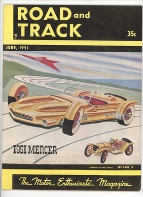 Road and Track June 1951 Mercer Racecar Vintage Car Magazine - Image 1