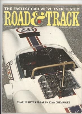 Road & Track July 1966 Charlie Hayes' McLaren Elva Chevrolet Magazine - Image 1