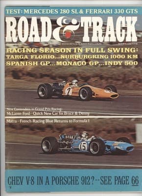 Road & Track August 1968 Mercedes 280 SL Ferrari 330 GTS Magazine - Image 1