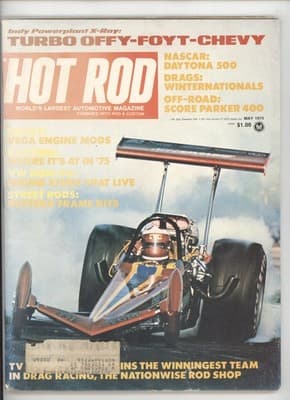 Hot Rod May 1975 Indy Turbo Offy Daytona 500 Winternationals Magazine - Image 1