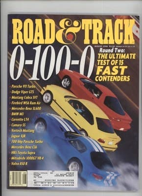 Road & Track August 1996 0-100-0 Ultimate Test Sports Car Magazine - Image 1