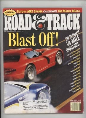 Road & Track June 2000 Toyota MR2 Mazda Miata Dragster Magazine - Image 1