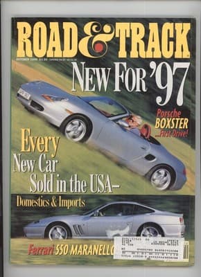 Road & Track October 1996 Porsche Boxster & Ferrari 550 Maranello Magazine - Image 1