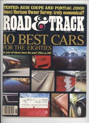 Road & Track August 1981 10 Best Cars Audi Pontiac Magazine - Image 1
