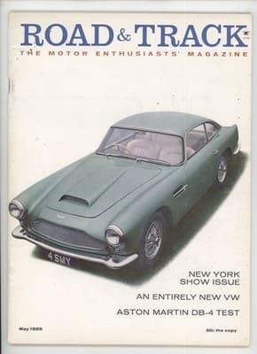 Road & Track May 1959 New York Auto Show VW Aston Martin DB4 Magazine - Image 1