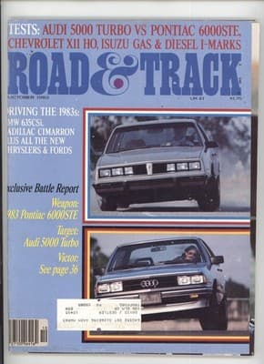 Road & Track October 1982 Audi Pontiac 6000STE BMW Car Magazine