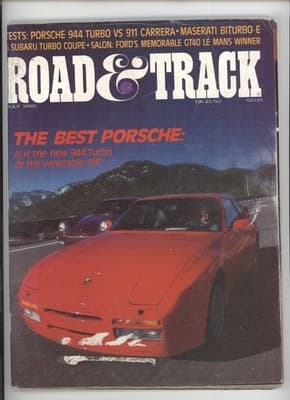 Road & Track July 1985 Porsche 944 Turbo vs 911 Magazine